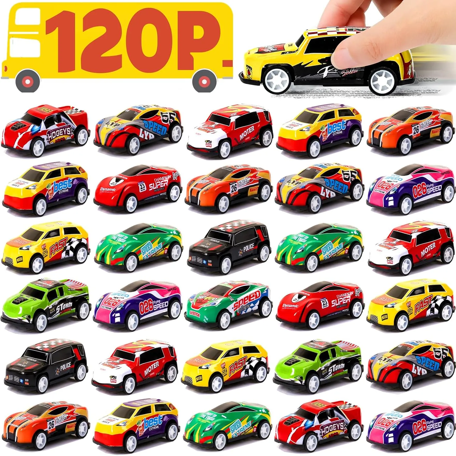 for Kids 4-8 8-12, Mini Vehicles Toy Bulk, Party Favor Race deserve Cars Toys, Goodie Bag Stuffers for Birthday Party AZEN 120 Pcs Pull Back Cars Party Favors 