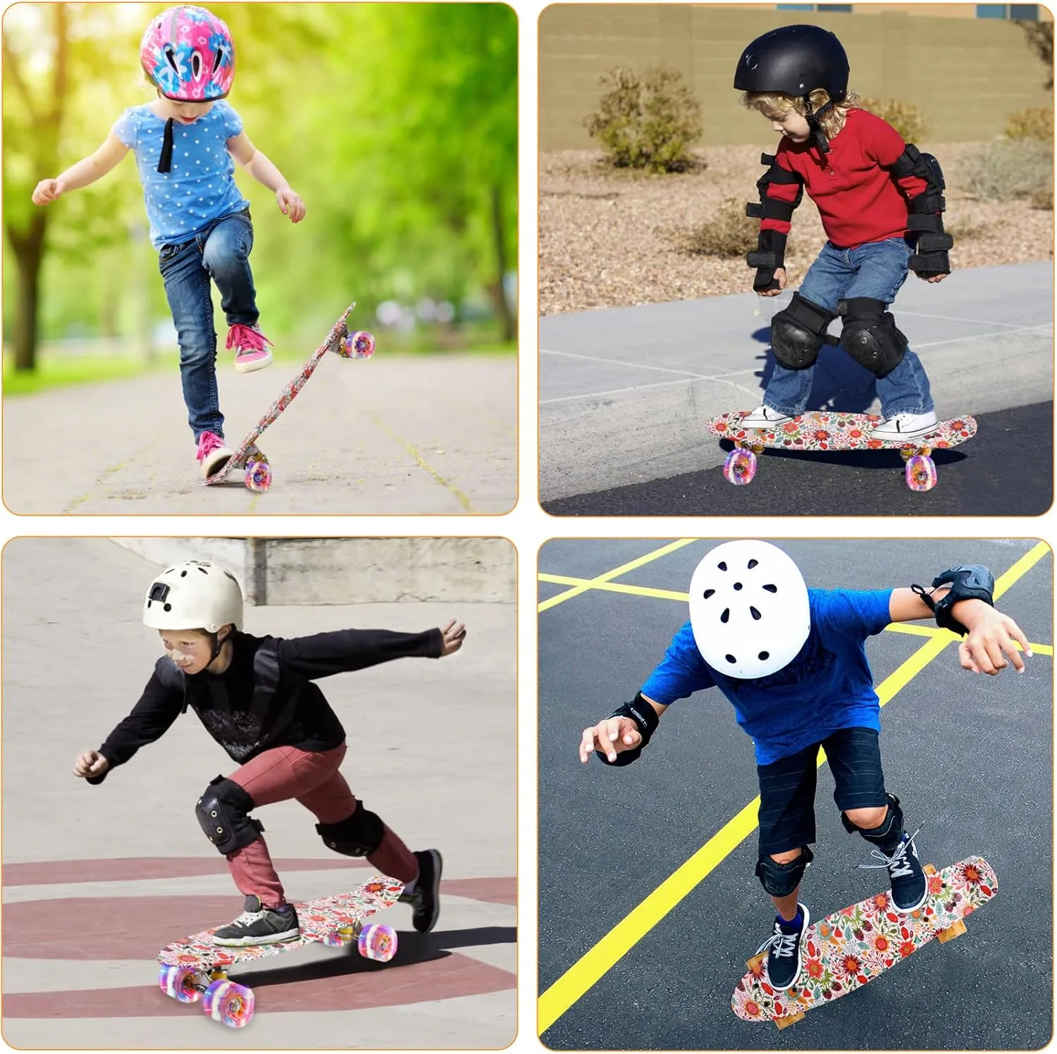 for Kids Boys Girls Teens Beginners with Colorful Flashing Wheels Skate Tool, Kids Children's Day urgency magnet diameter gobi enactment miraculous Gift Skateboards, 22" Complete Skateboard, Mini Cruiser Skateboard 