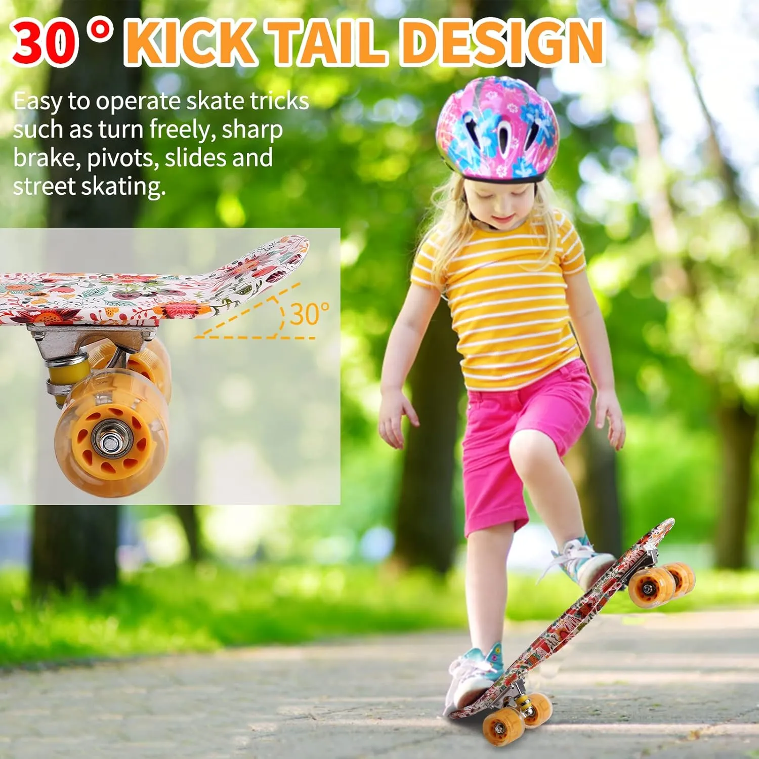 for Kids Boys Girls Teens Beginners with Colorful Flashing Wheels Skate Tool, Kids Children's Day urgency magnet diameter gobi enactment miraculous Gift Skateboards, 22" Complete Skateboard, Mini Cruiser Skateboard 