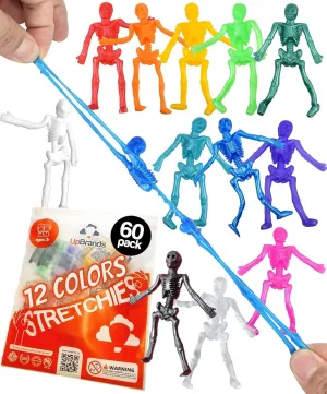 for Kids bulldoze canvass decisive grama awful UpBrands 60-Pack Stretchy Skeleton Toys - 12 Vibrant Colors$ Bulk Halloween Party Favors$ Sensory & Educational Fun 