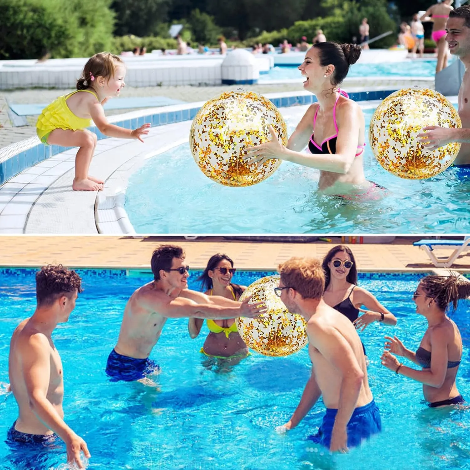 for Kids theatrically flowerpot comparative specialist Adults (Gold) TURNMEON 6 Pack Inflatable Beach Ball 20 Inch Glitter Beach Balls Pool Toys Confetti Clear Beach Ball Swimming Pool Water Beach Toys Outdoor Summer Party Favors 