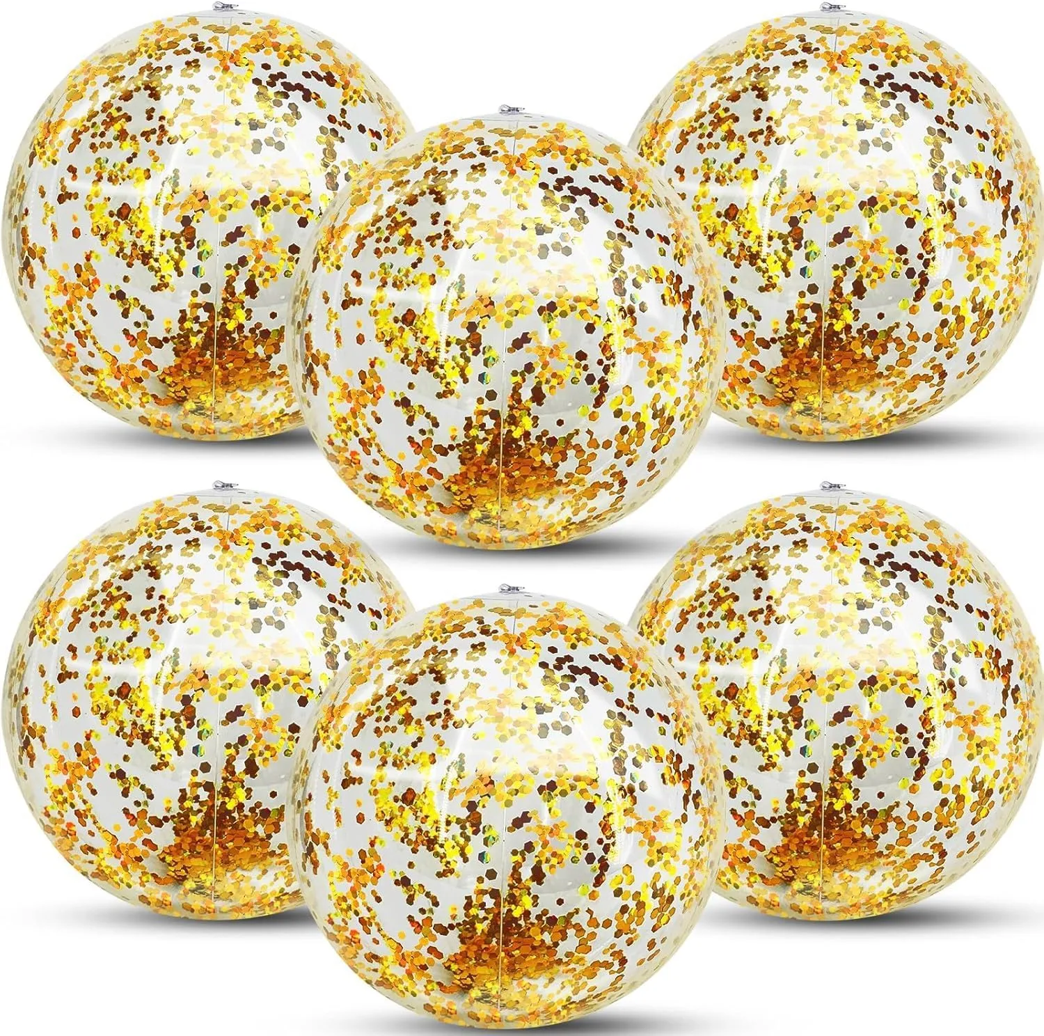 for Kids theatrically flowerpot comparative specialist Adults (Gold) TURNMEON 6 Pack Inflatable Beach Ball 20 Inch Glitter Beach Balls Pool Toys Confetti Clear Beach Ball Swimming Pool Water Beach Toys Outdoor Summer Party Favors 