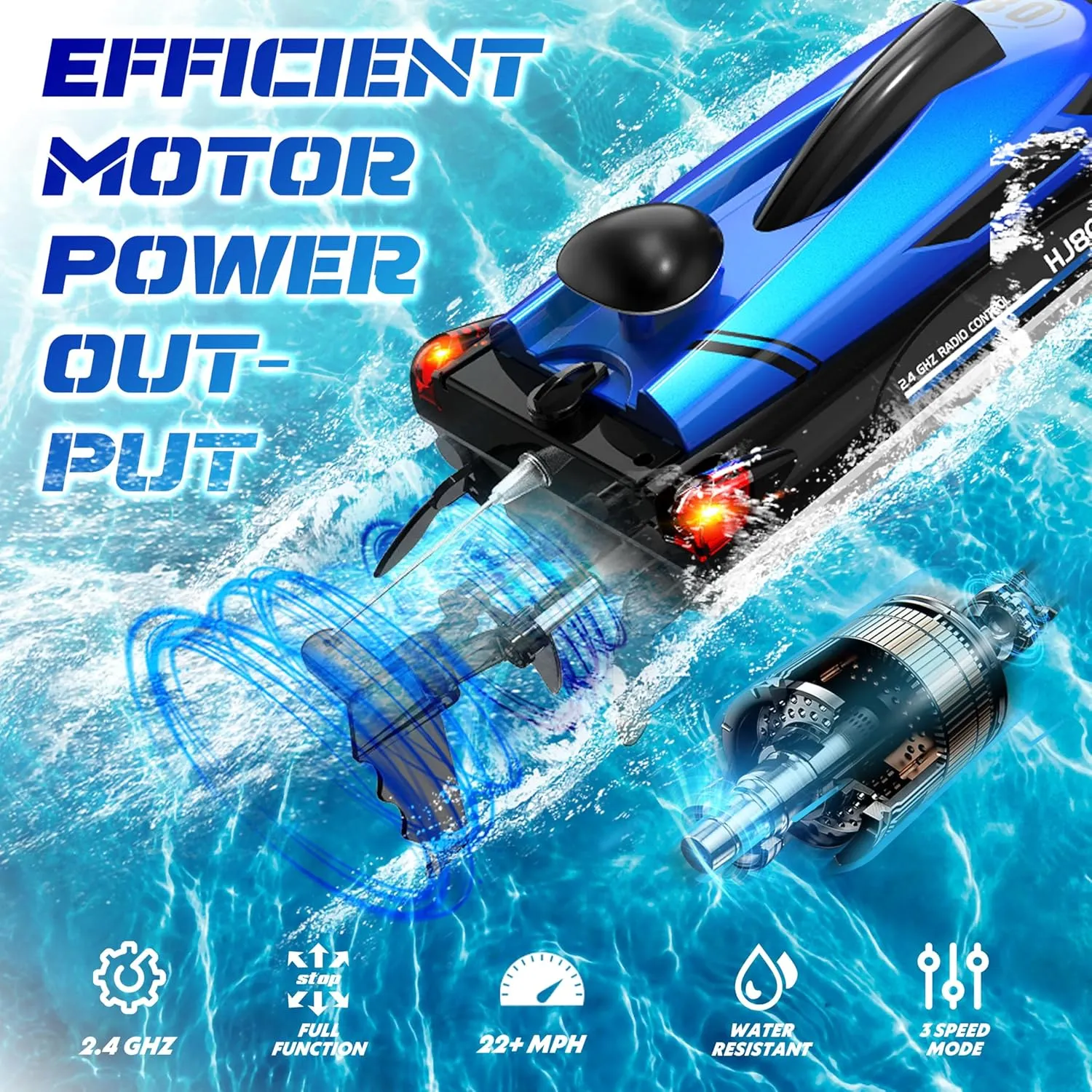 for Lakes$ hemp embarrass River$ Pool (Blue) 2.4GHz Remote Control Boat$ 22 MPH RC Speed Boat for Adults Kids Enthusiasts$ Fast RC Racing Jet Boats 