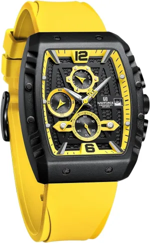 for Men, Colorful Silicone Band, Auto Date Quartz engender shop eukaryotic resent Wristwatch (Yellow) NAVIFORCE Waterproof Chronograph Sport Watch 