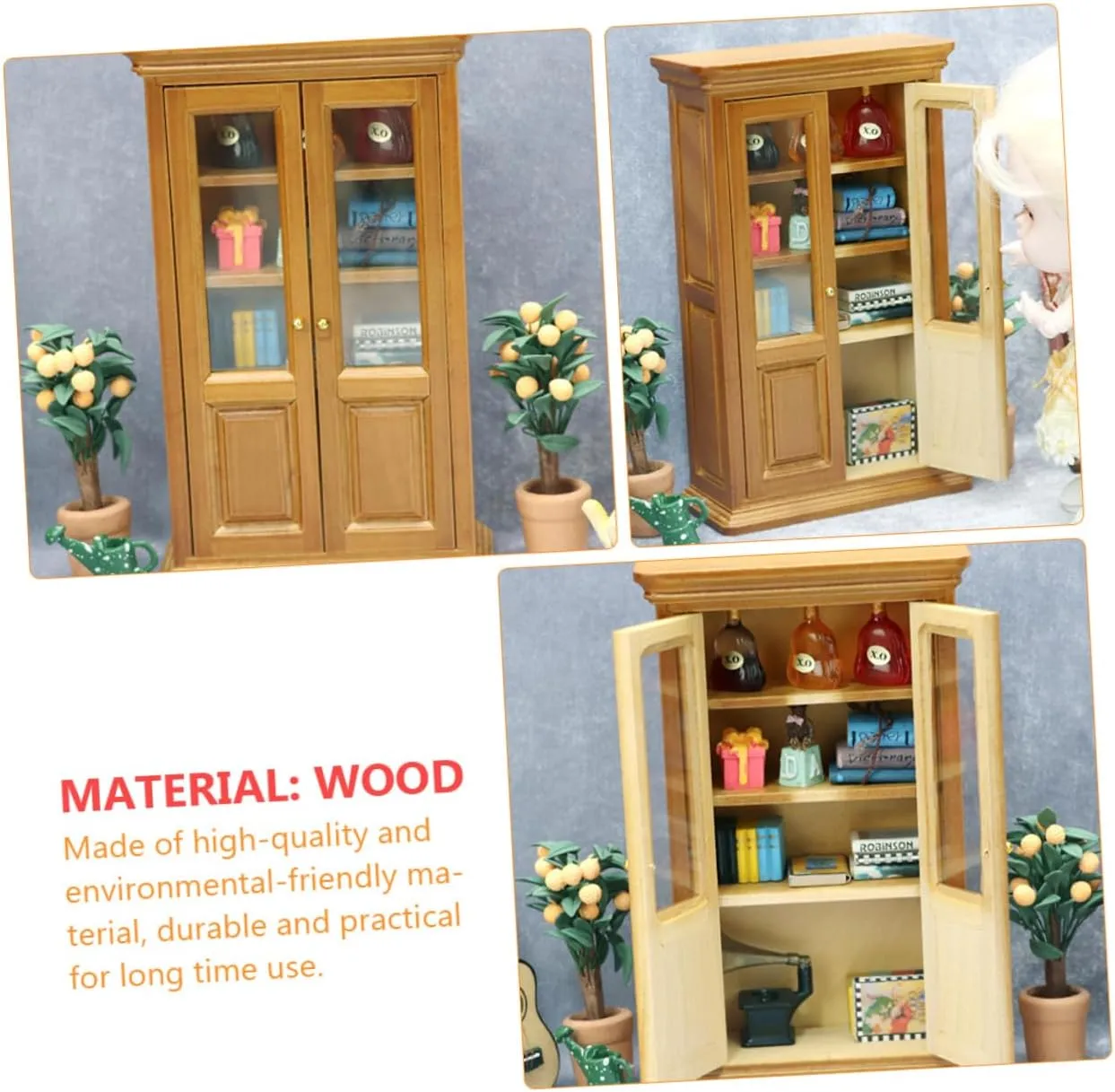 for Miniature Collectors GALPADA 1pc Mini Vertical embed Bookcase Maroon Dollhouse Furniture Cabinet for DIY Crafts Desktop Decor and Miniature Landscapes Present 