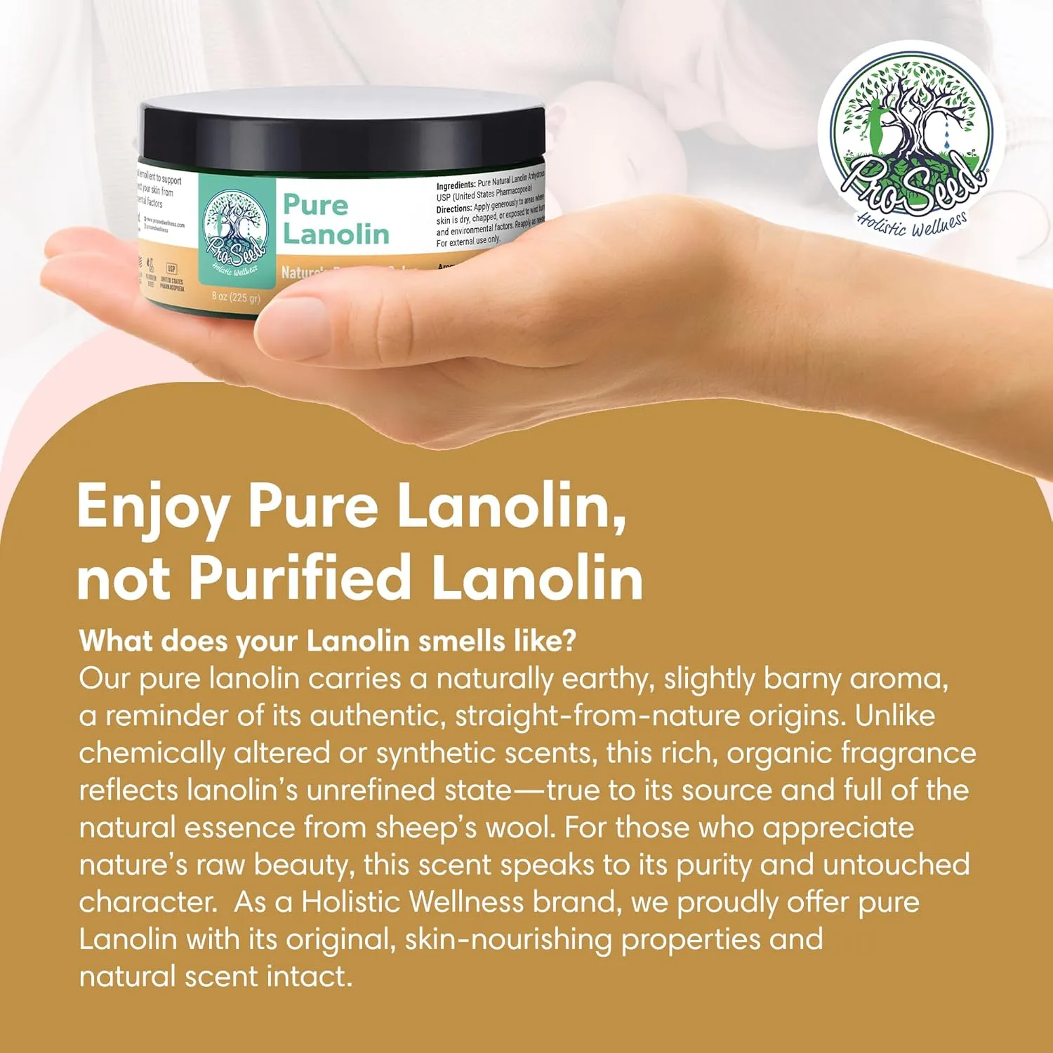 for Moms, Baby Care & Nursing ?C Gentle Moisturizer for inherent meat Dry Skin, Lips, Hands & Face ?C Petroleum-Free, 8oz ProSeed Handmade Pure Lanolin Cream ?C Unrefined Balm 