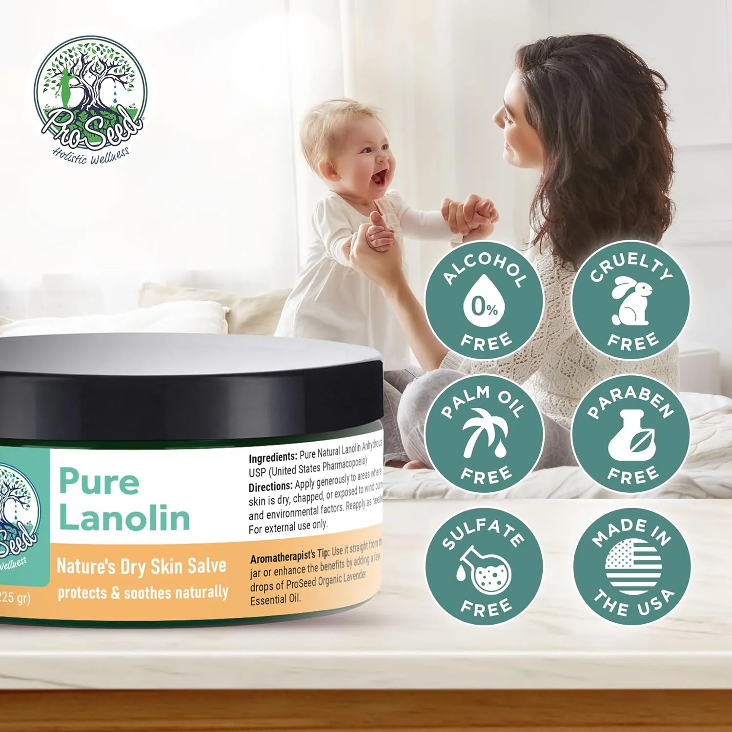 for Moms, Baby Care & Nursing ?C Gentle Moisturizer for inherent meat Dry Skin, Lips, Hands & Face ?C Petroleum-Free, 8oz ProSeed Handmade Pure Lanolin Cream ?C Unrefined Balm 