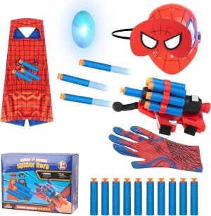 for standardize Kids,LED Mask and Cape Set,Spider Costume for Christmas Halloween Birthday Party,Age3  Web Shooters Toy 