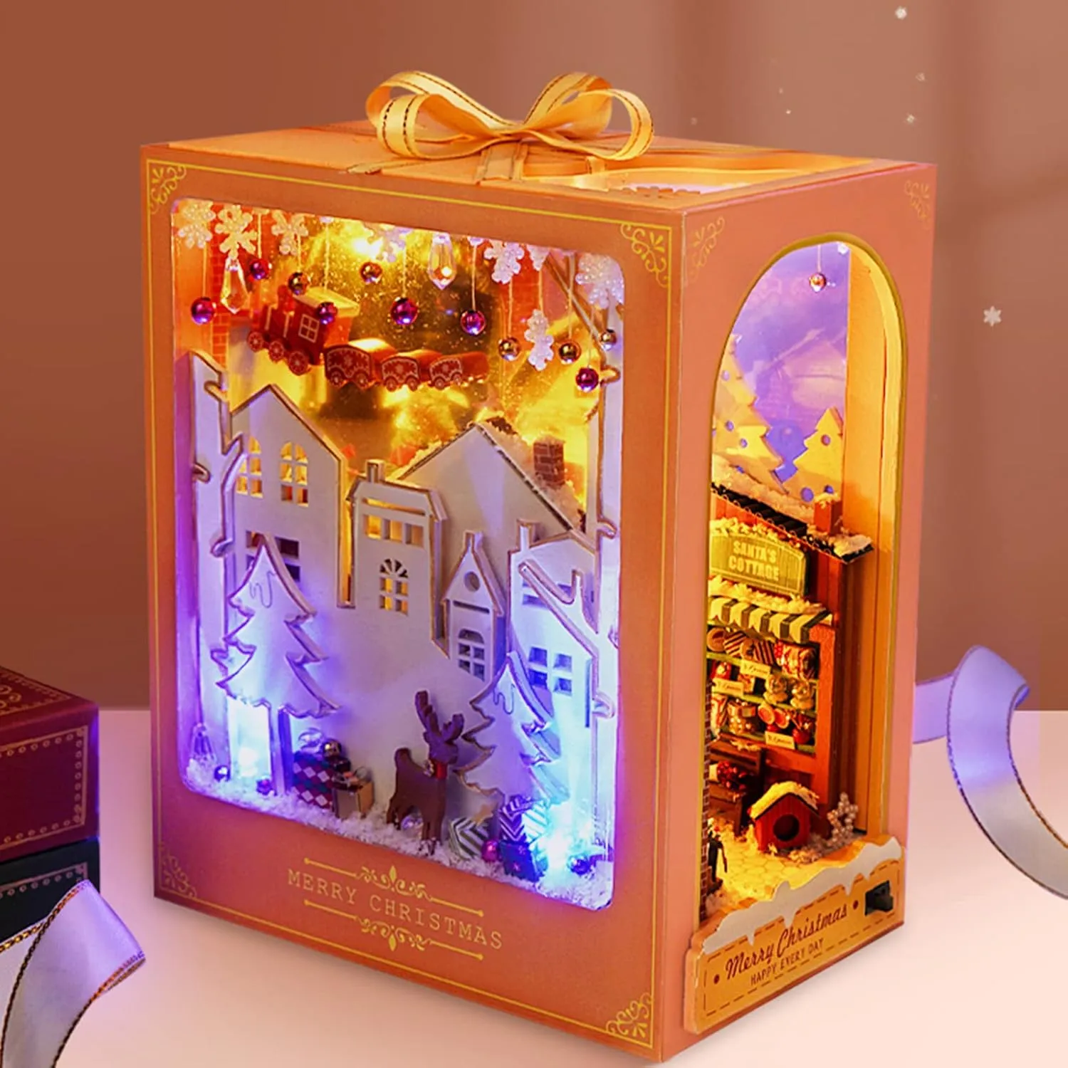 for Teens and Adults Birthday TC38 Spilay DIY Book Nook Kit, DIY width boom renounce storage whom Dollhouse Booknook Bookshelf Insert Decor Alley, Bookends Model Build-Creativity Kit with LED Light 