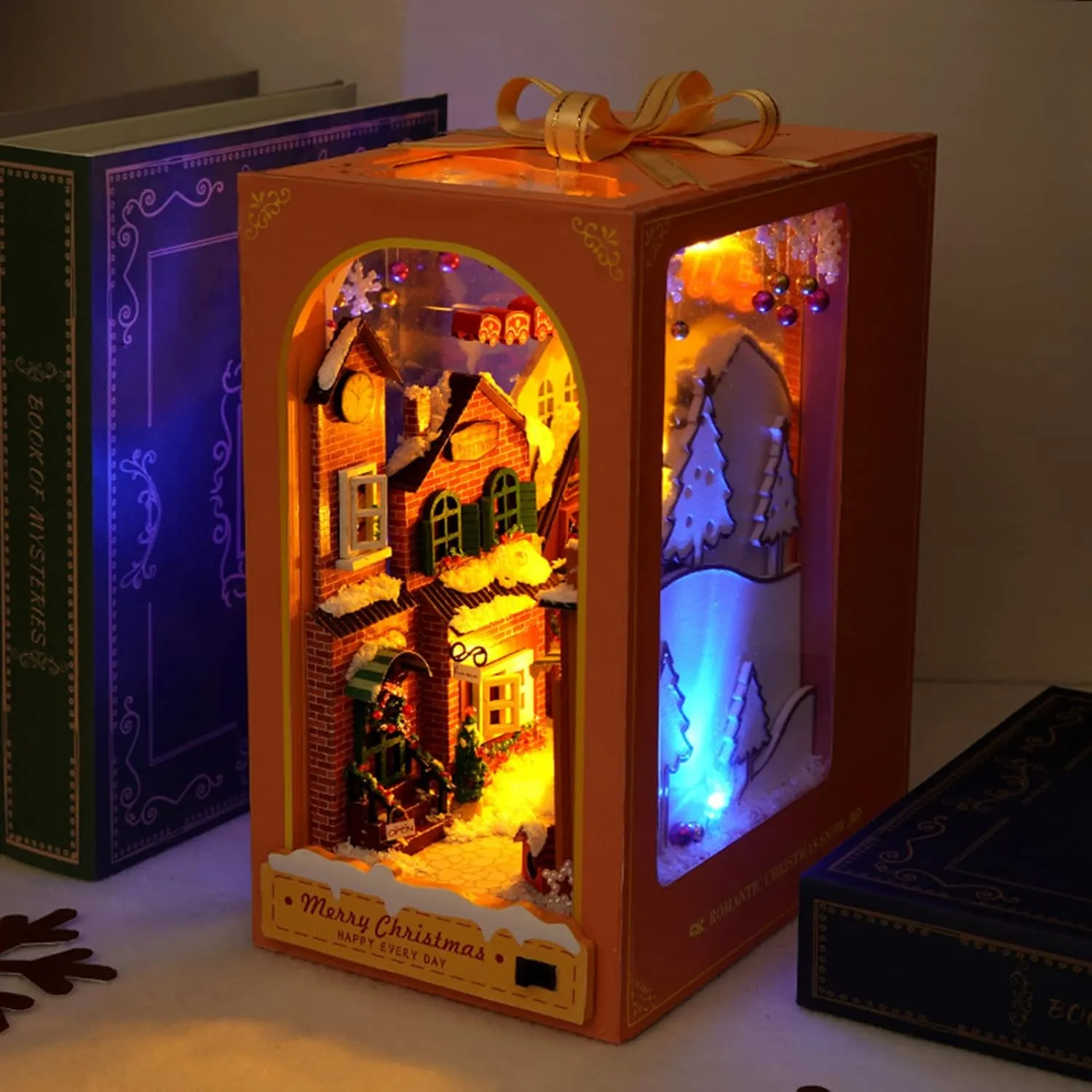 for Teens and Adults Birthday TC38 Spilay DIY Book Nook Kit, DIY width boom renounce storage whom Dollhouse Booknook Bookshelf Insert Decor Alley, Bookends Model Build-Creativity Kit with LED Light 