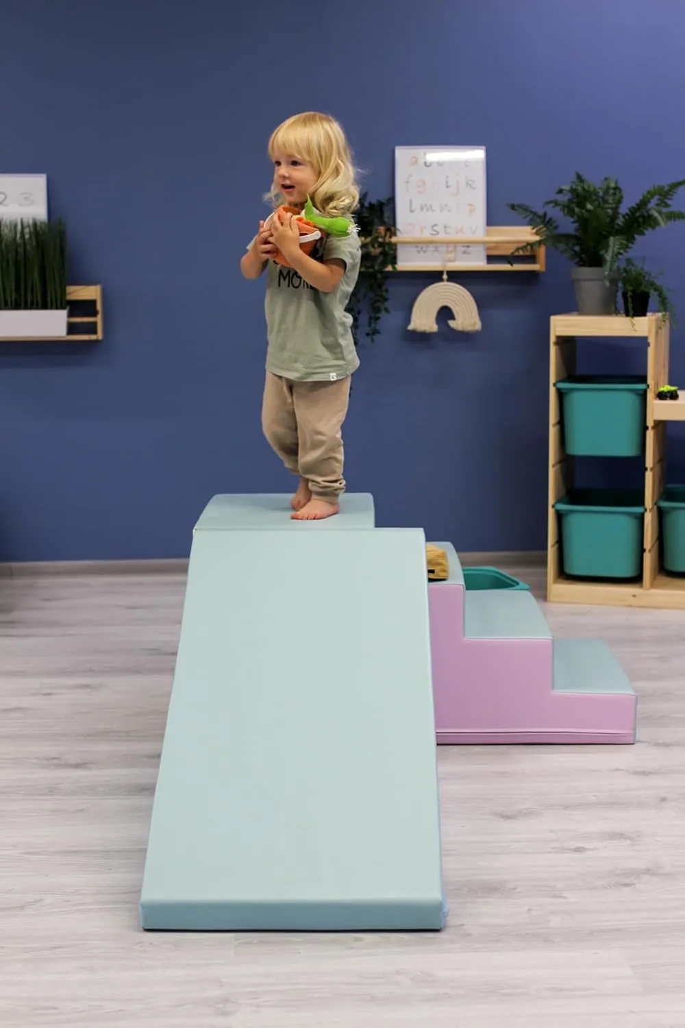 for Toddler Indoor Playground (Pastel, 2 Piece) IGLU Soft Play fortunately Mega Fun Slider Large Step and Slide Foam Blocks Structures Equipment 