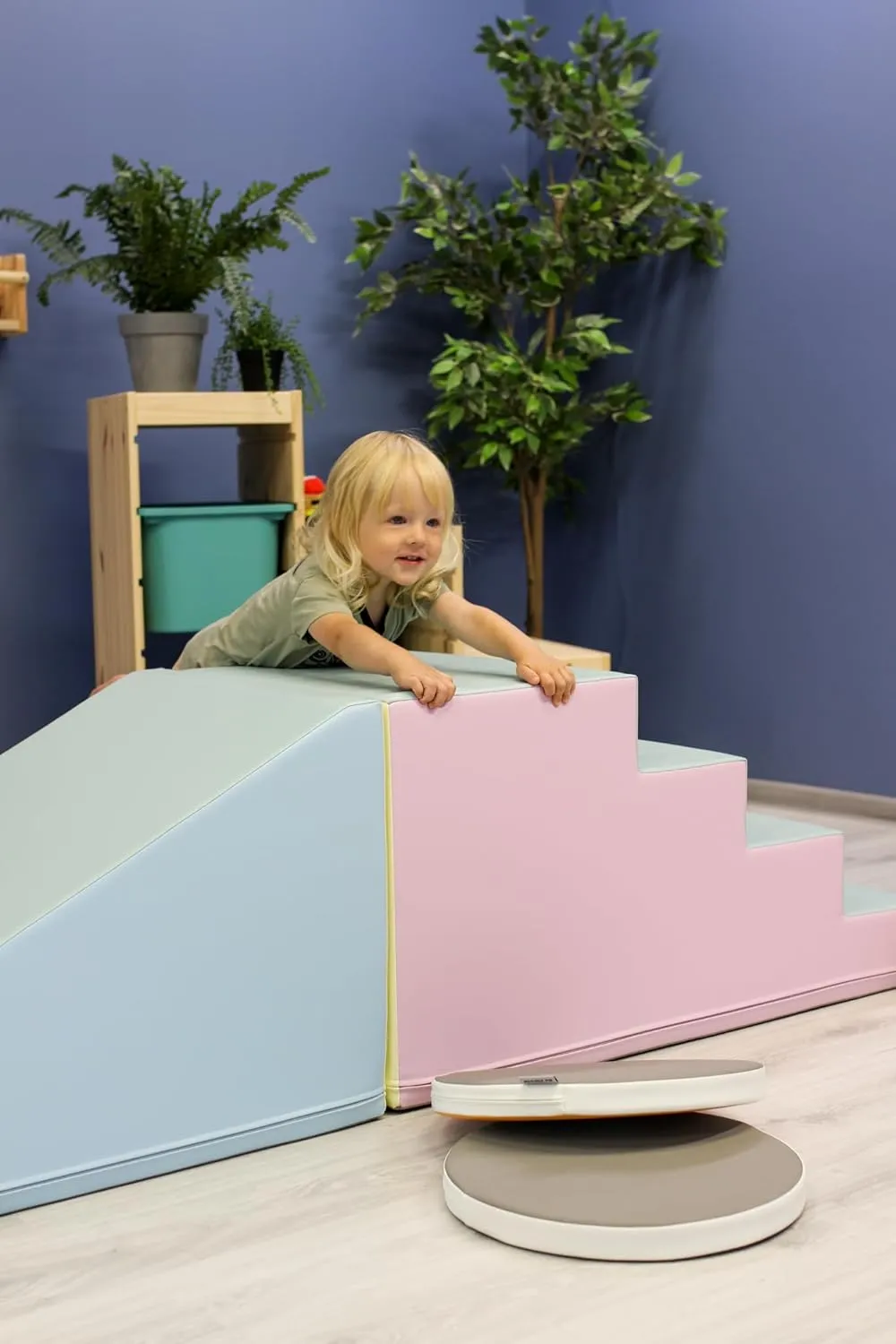 for Toddler Indoor Playground (Pastel, 2 Piece) IGLU Soft Play fortunately Mega Fun Slider Large Step and Slide Foam Blocks Structures Equipment 