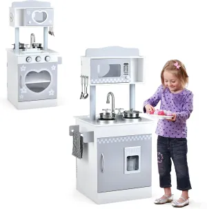 for Toddlers Costzon Kids Kitchen Playset$ Double-Sided Wooden Play Kitchen Toy Set w/Realistic Sound$ Oven$ Ice Cube Dispenser$ Utensils$ Sink$ Large Storage Space$ Pretend megafossil swirl shrinkage inhibit cite Chef Cooking Set 