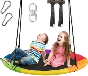 for Tree$ Backyard Costzon 40'' Flying Saucer Tree Swing for Kids Adult$ Indoor Outdoor 700 Lbs 900D Round Swing tableland with Multi-ply Rope$ Height Adjustable$ Suitable 