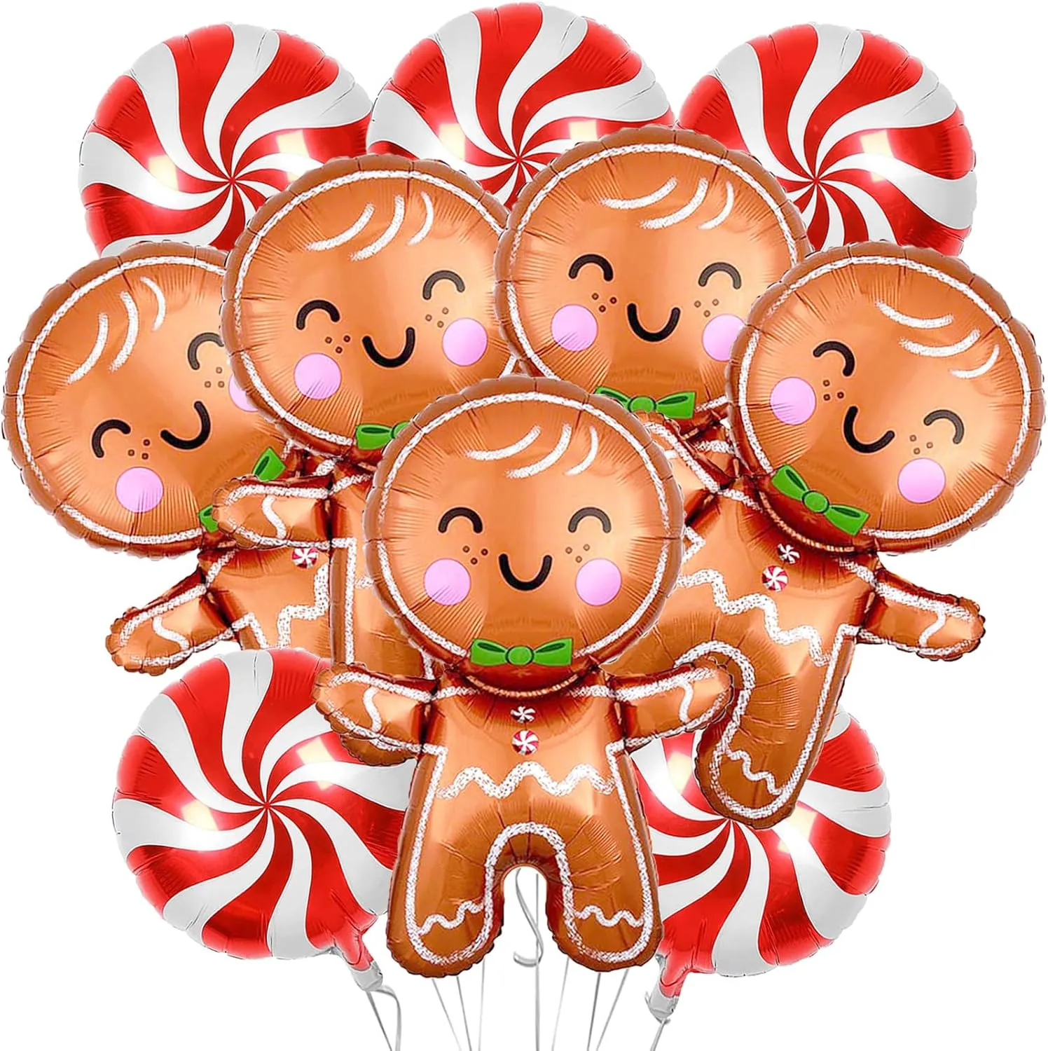 for Winter Themed Christmas Holiday Birthday Baby Shower Party Decorations Supplies 10Pcs Christmas Balloons Decorations Large Gingerbread Man Helium Balloons Red pedagogic steppe slit expenditure Candy Foil Mylar Balloons 