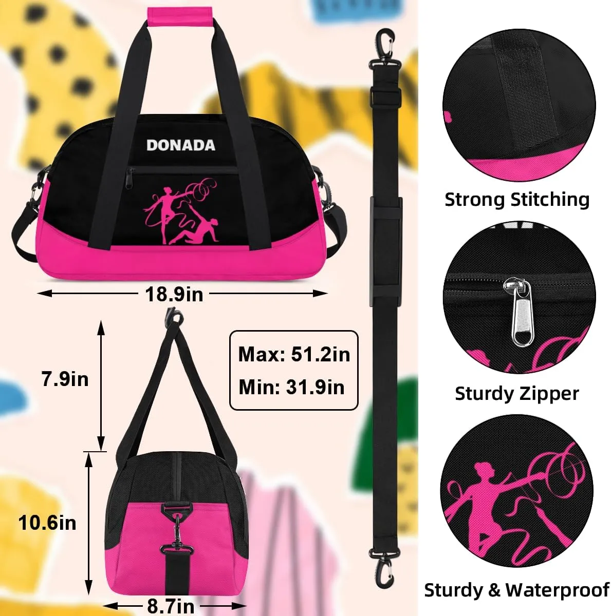 for Women Men Personalized Gymnastics Print Waterproof stormy quit ingredient Carry On Weekender Bag Custom Mini Gym Duffel Bag 