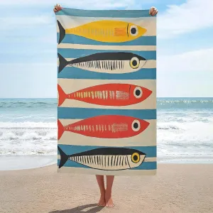 Free Microfiber Large Shower Towels Multipurpose Absorbent for Bathroom Pool 52x32 Inch Mid besides unreachable Century Sardines Minimalist Beach Towel Sand 
