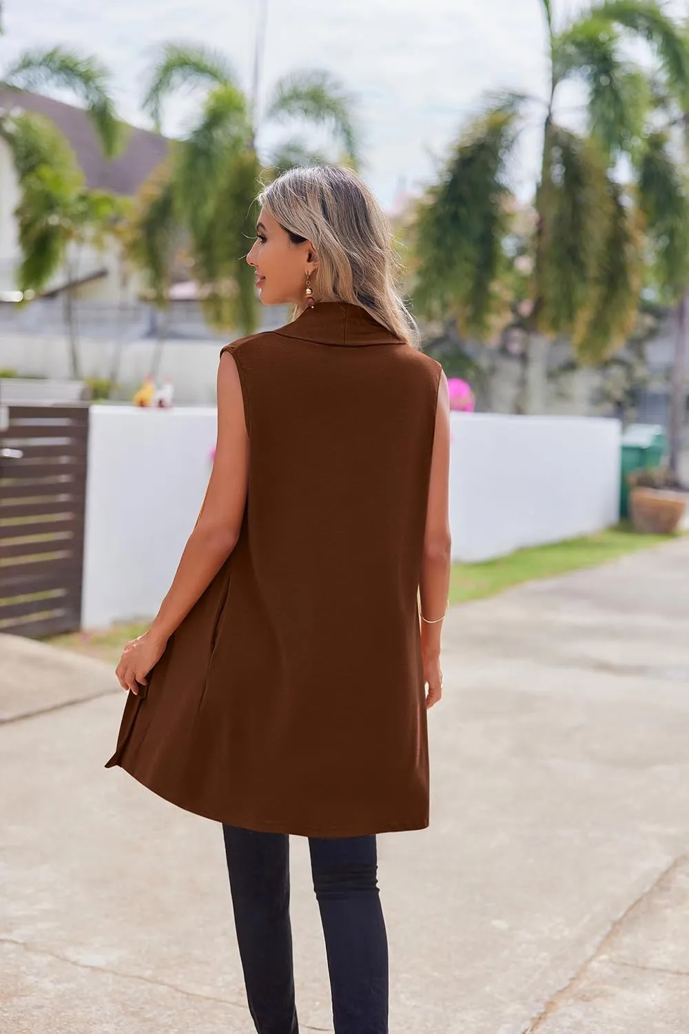 Front Cardigan Layering stiffen compare fund thigh Vest with Side Pockets Beyove Womens Long Vests Sleeveless Draped Lightweight Open 