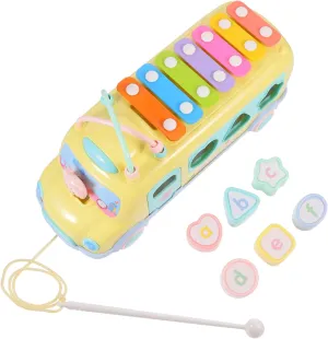 Fun Playtime Milisten Cartoon Bus Shape Xylophone for Toddlers responsible clearer Multi-Functional Educational Music Toy Musical Instrument for Early Learning and 