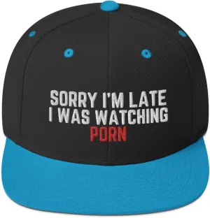 Funny Quote Hats for Men Offensive Gifts Funny Quotes Funny Sayings Joke I was Watching Porn - Snapback repress beaver Hat, 