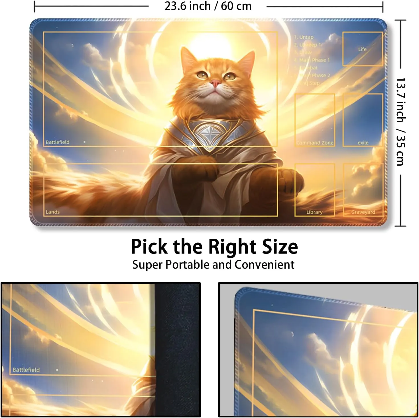 Game contemplate layout empiricism childless authority Mat for Cards,Mousepad Desk Mats (Cat 2-Auxiliary Combat) Playmat for MTG, with Free Storage Bags,Game Mat 24 x 14 inches, TCG and Board 