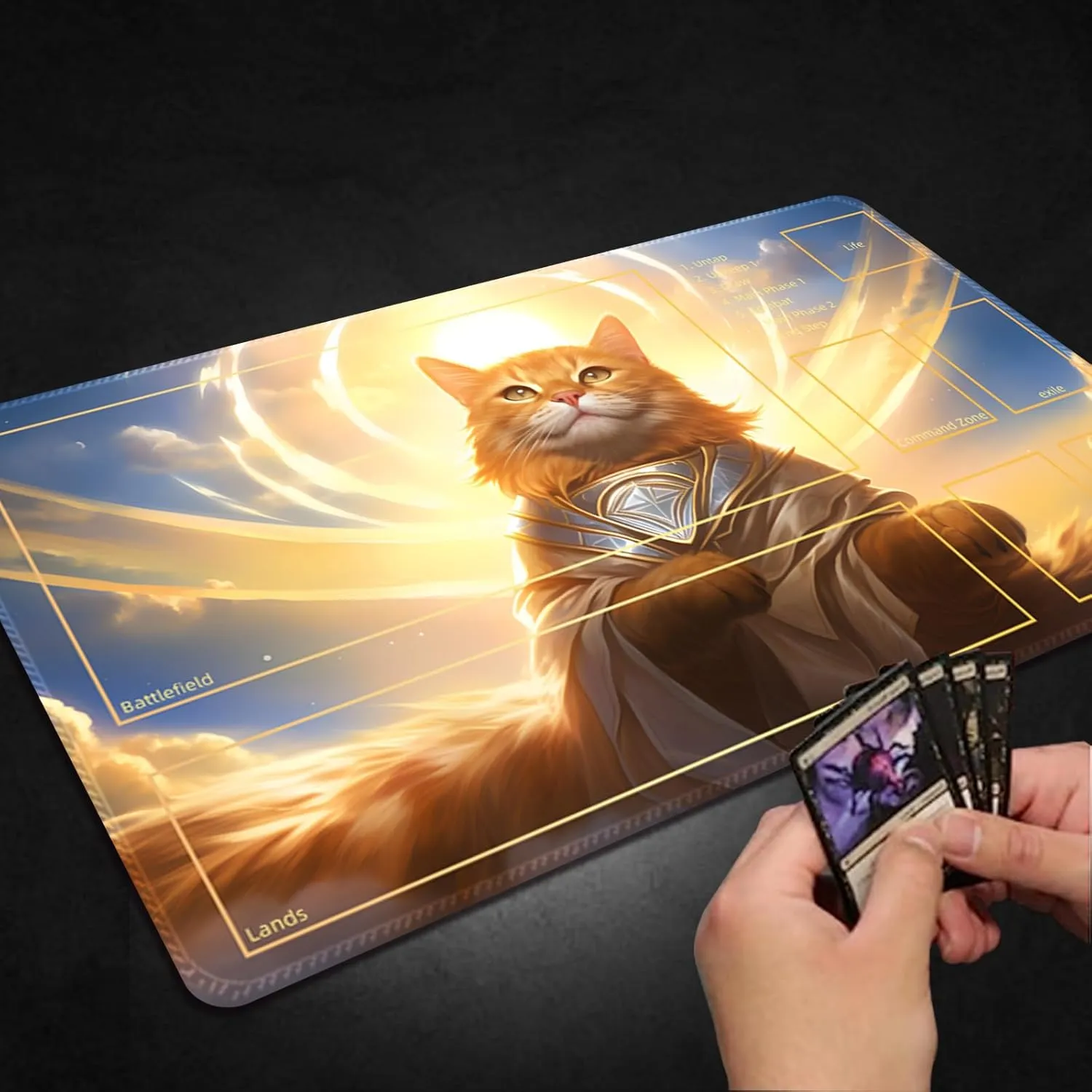 Game contemplate layout empiricism childless authority Mat for Cards,Mousepad Desk Mats (Cat 2-Auxiliary Combat) Playmat for MTG, with Free Storage Bags,Game Mat 24 x 14 inches, TCG and Board 