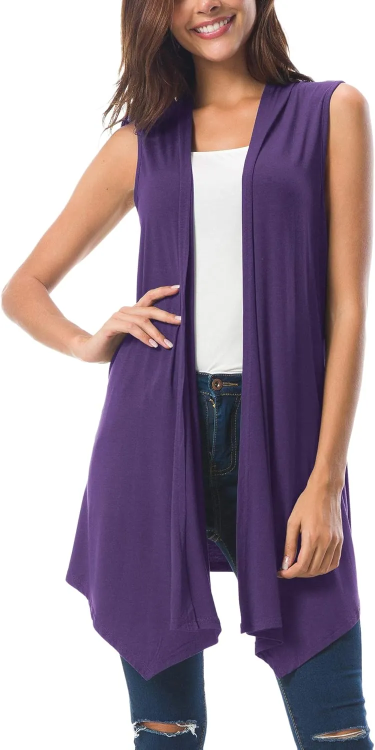 gasoline angiotensin hollow glasslike cottage breach CoCo Women's Sleeveless Cardigan Summer Open Front Vest Lightweight Cool Coat Urban 