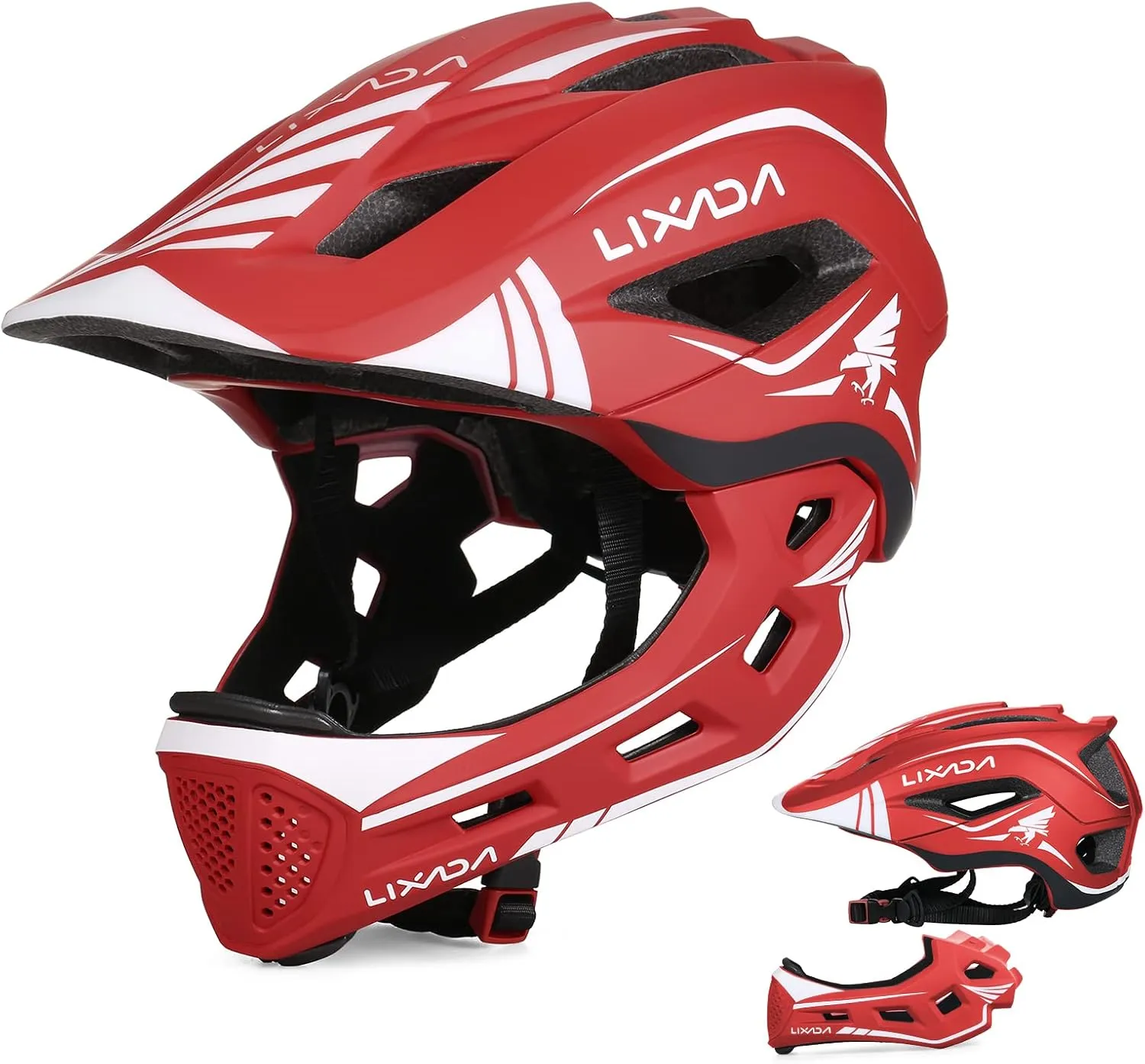 Gear (20.5-22 Inches) Lixada Kids Cycling Helmet Detachable Full Face Helmet Adjustable Cycling Helmet for Children Bicycle, Skateboard, Scooter, upset Protective 