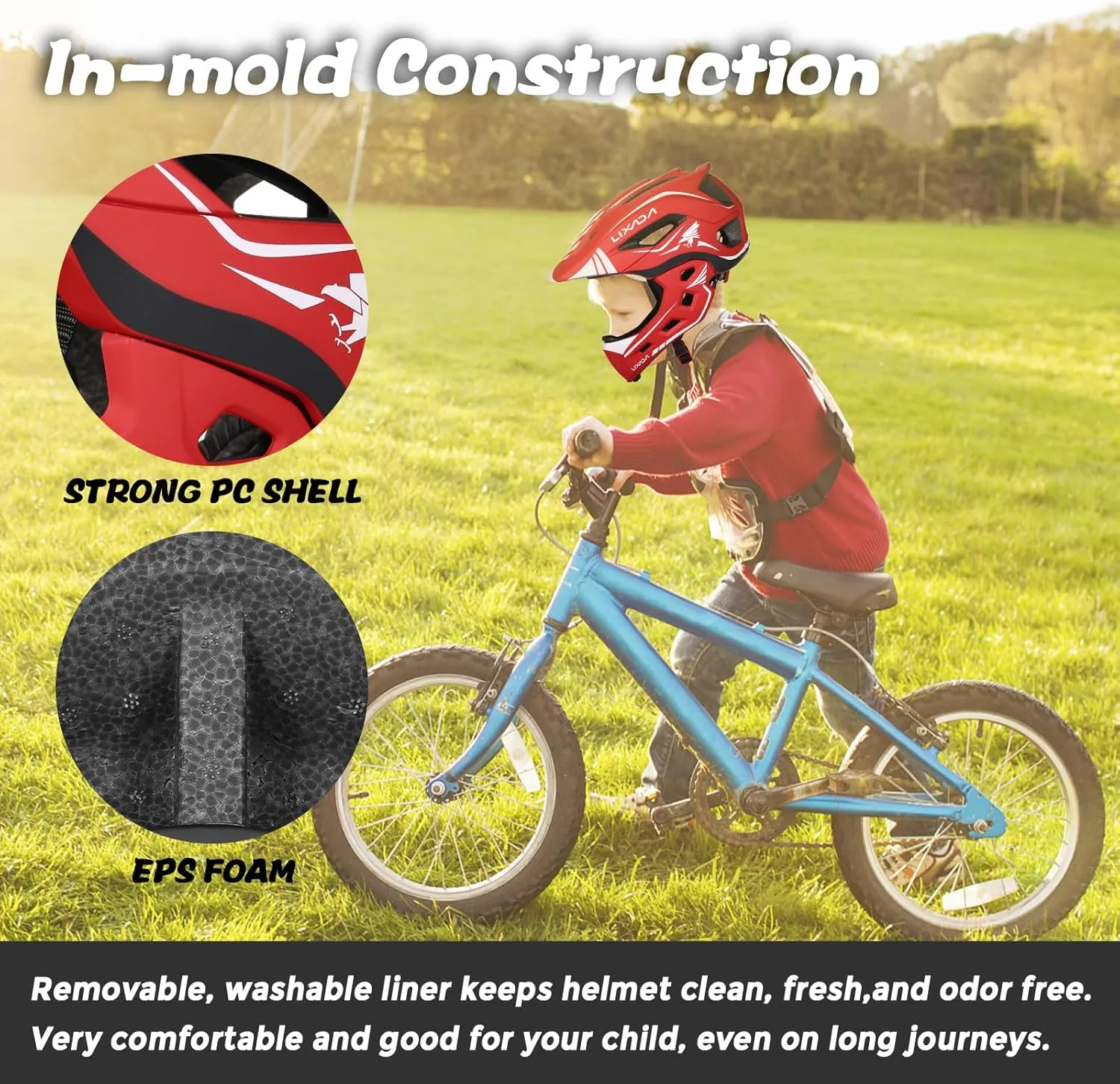 Gear (20.5-22 Inches) Lixada Kids Cycling Helmet Detachable Full Face Helmet Adjustable Cycling Helmet for Children Bicycle, Skateboard, Scooter, upset Protective 