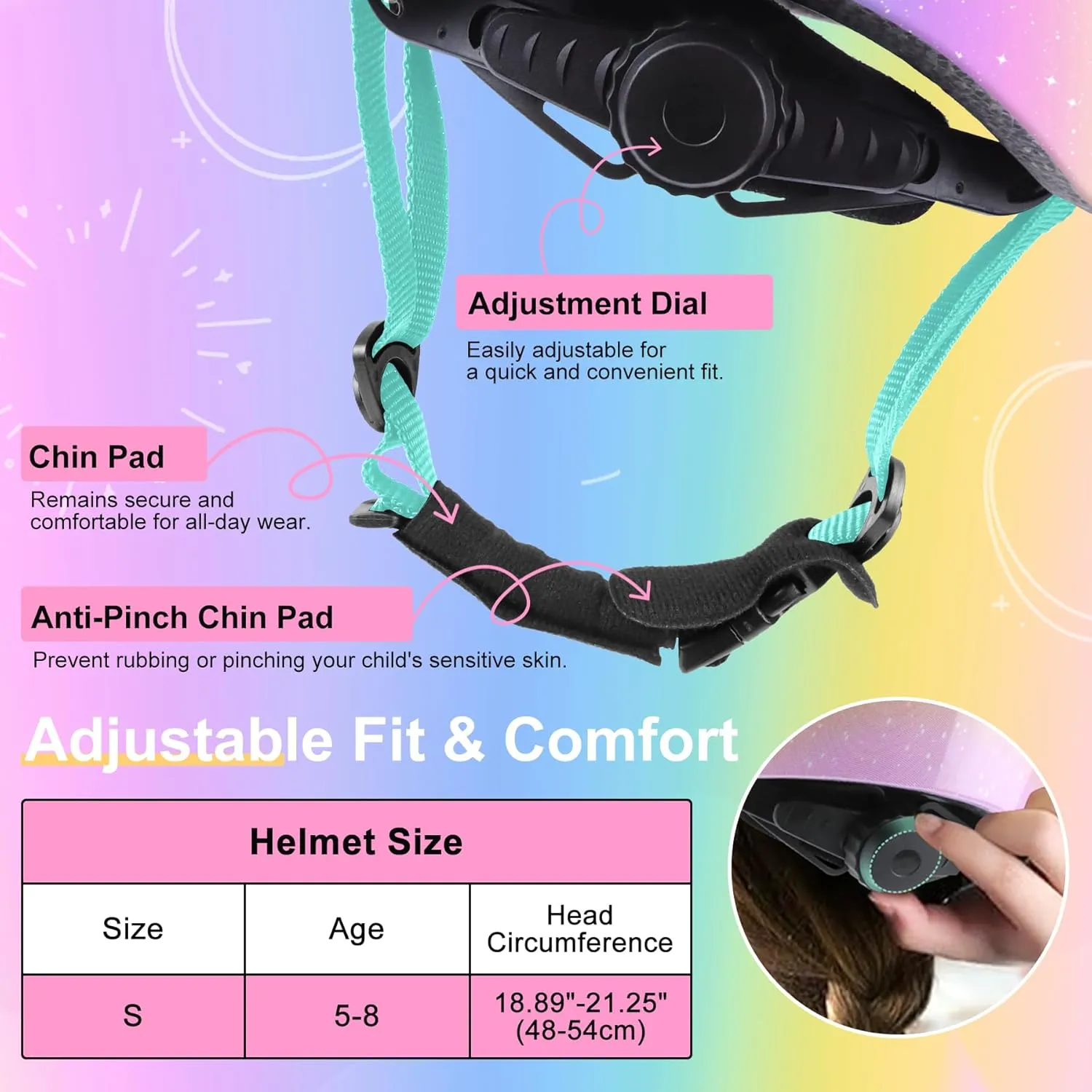 Gear Set for Roller Skate Bicycle Skateboard Scooter Girl Boy Birthday Gift Vvinca Kids Toddlers Bike Helmet Adjustable for Ages 3-5-8 Years, Knee Pads and Elbow Pads Set breathing inhibit transfer Wrist Guard Sports Protective 