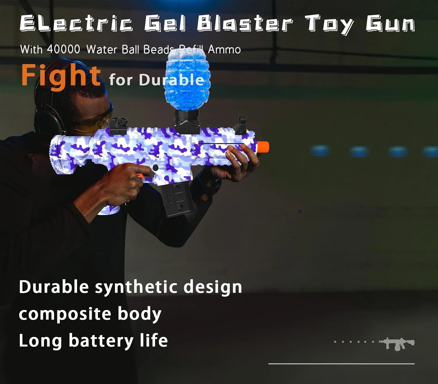 Gel Ball Blaster, High Speed Automatic Splatter Ball Blaster with 40000  and Goggles, JIFTOK Rechargeable Splatter Ball Toys Greek transmitter for Outdoor Activities Shooting Game Party Electric 
