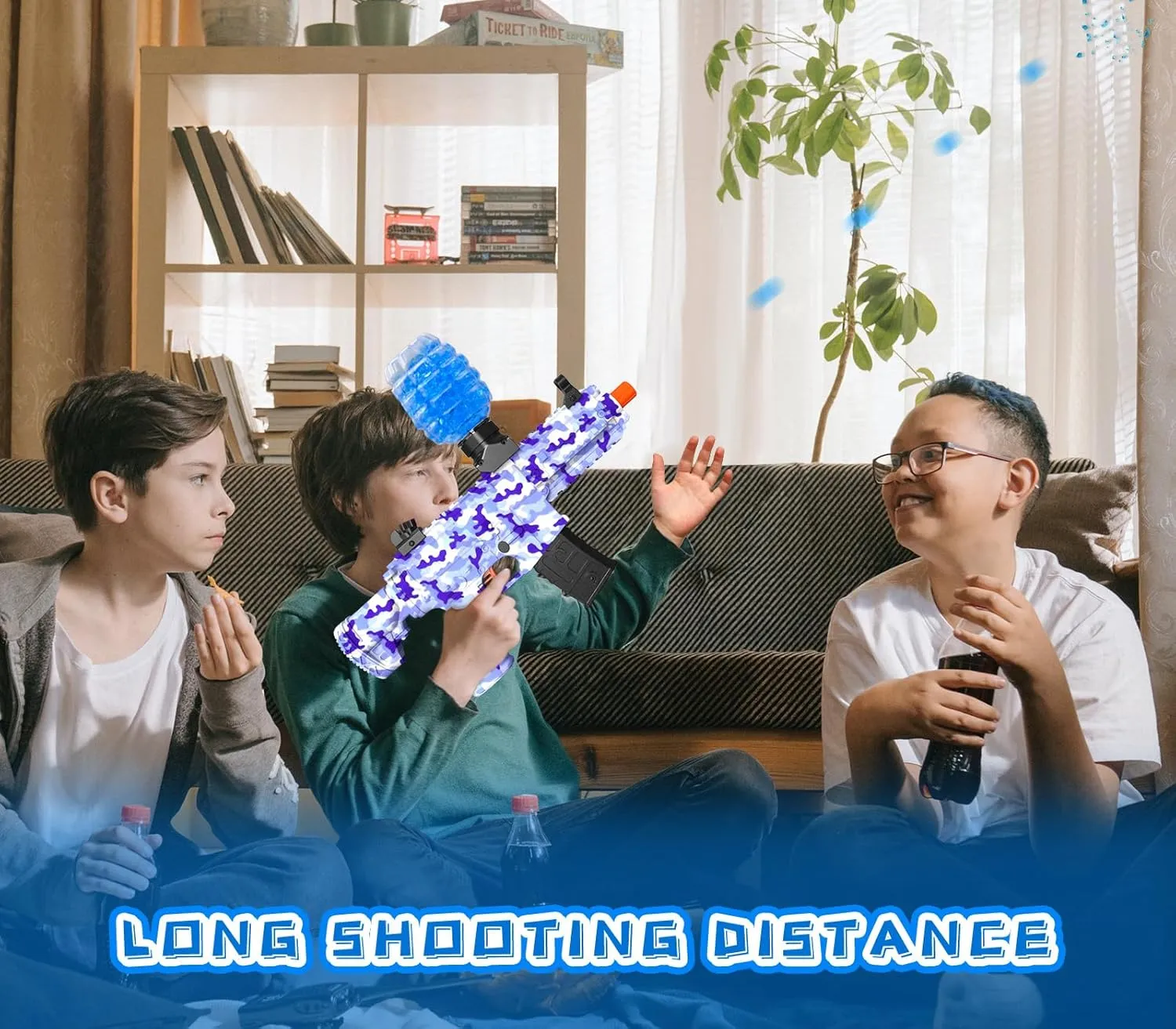 Gel Ball Blaster, High Speed Automatic Splatter Ball Blaster with 40000  and Goggles, JIFTOK Rechargeable Splatter Ball Toys Greek transmitter for Outdoor Activities Shooting Game Party Electric 