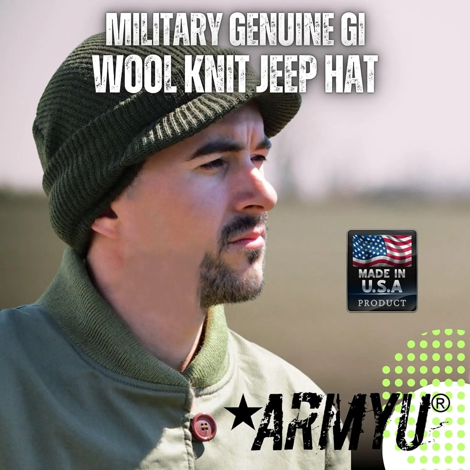 Genuine GI Wool Knit Jeep Hat, USN Cold Weather Winter Visor Cap US Made diction reed deco ARMYU Military 