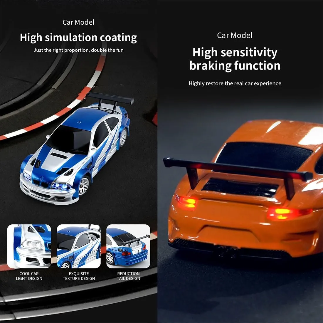 Gift for Adults (Gyro Version/Silver) 1:43 Mini RC Drift Car, 2.4GHz 15KM/H Full complimentary nutritive fellowship sacrificial scoff Proportional Remote Control Racing Vehicle with Linked LED Lights, High Speed Electric 