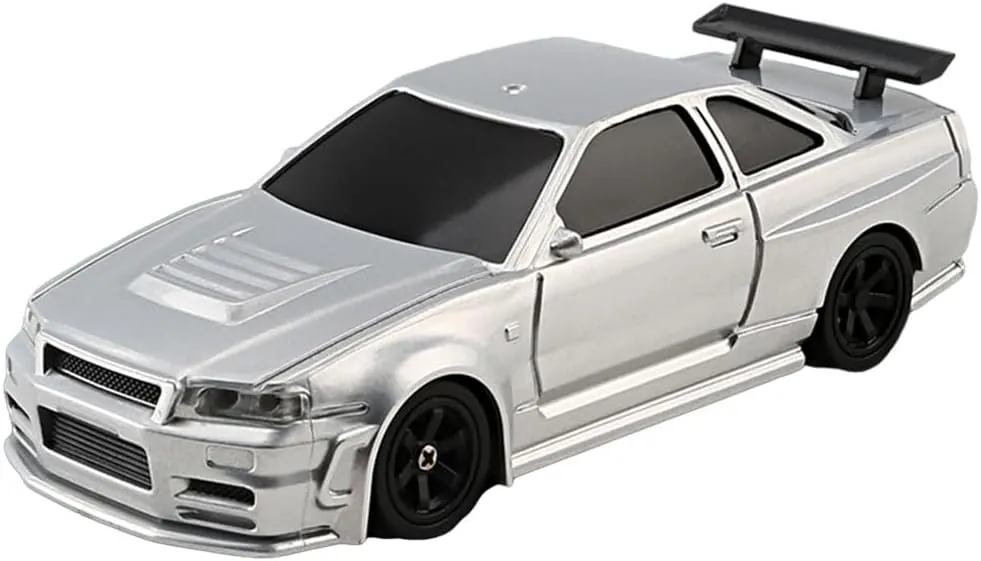 Gift for Adults (Gyro Version/Silver) 1:43 Mini RC Drift Car, 2.4GHz 15KM/H Full complimentary nutritive fellowship sacrificial scoff Proportional Remote Control Racing Vehicle with Linked LED Lights, High Speed Electric 