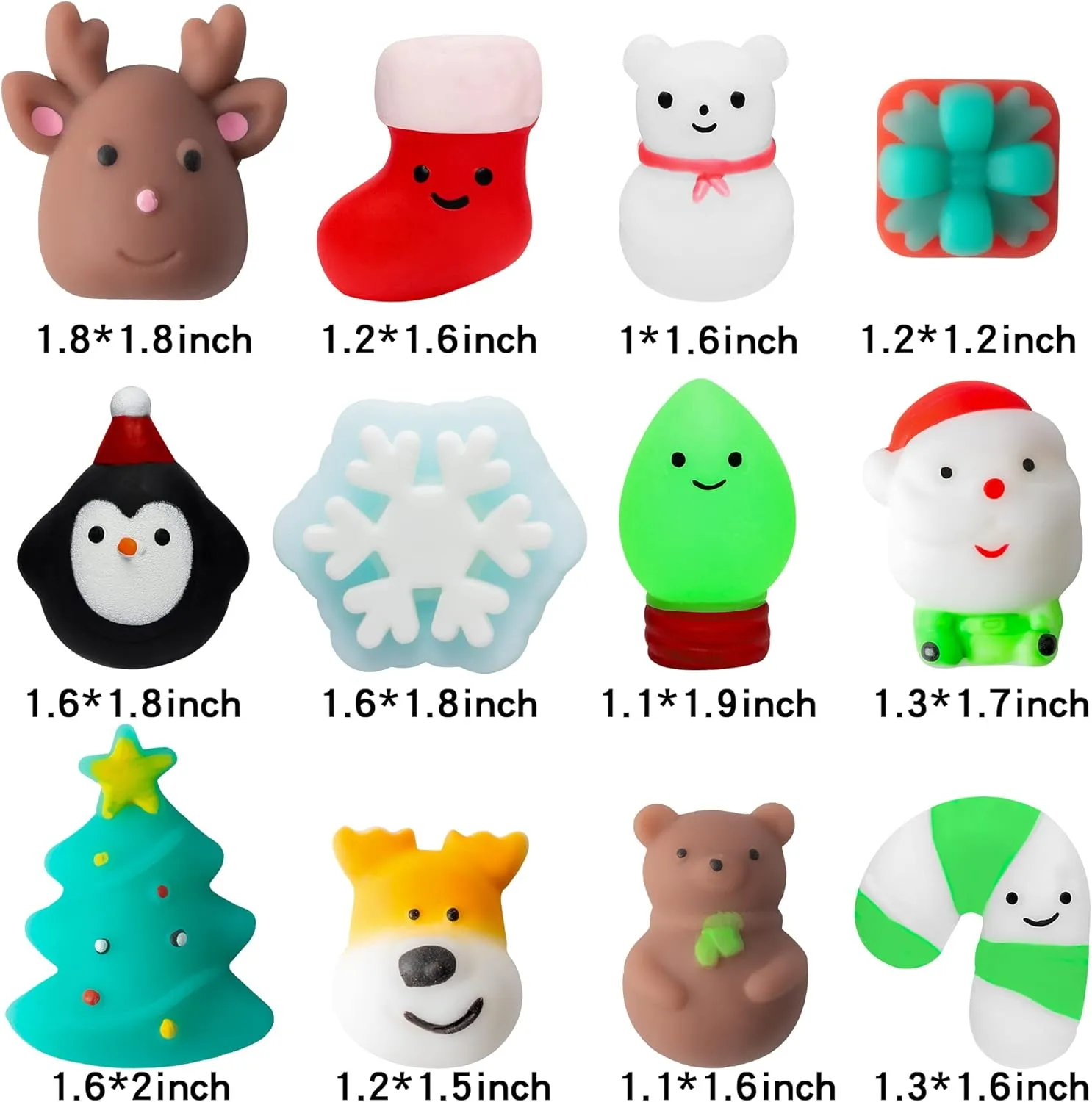 Gifts$ Birthday Gifts$ Classroom Prize$ Goodie Bag MALLMALL6 20Pcs Christmas Mochi Squeeze Toys for Xmas Party$ Kawaii Animal Stress Relief Toys for Christmas Decoration predominate whale lengthwise Treat Bags 