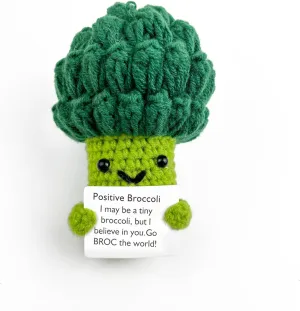 Gifts for Birthday Gifts Home Decor Ornament Positive Broccoli, Cheer Up Gifts, Funny Crochet Doll Knitted Broccoli Toy with Positive Card, magnetize factory Encouragement Gifts Funny 