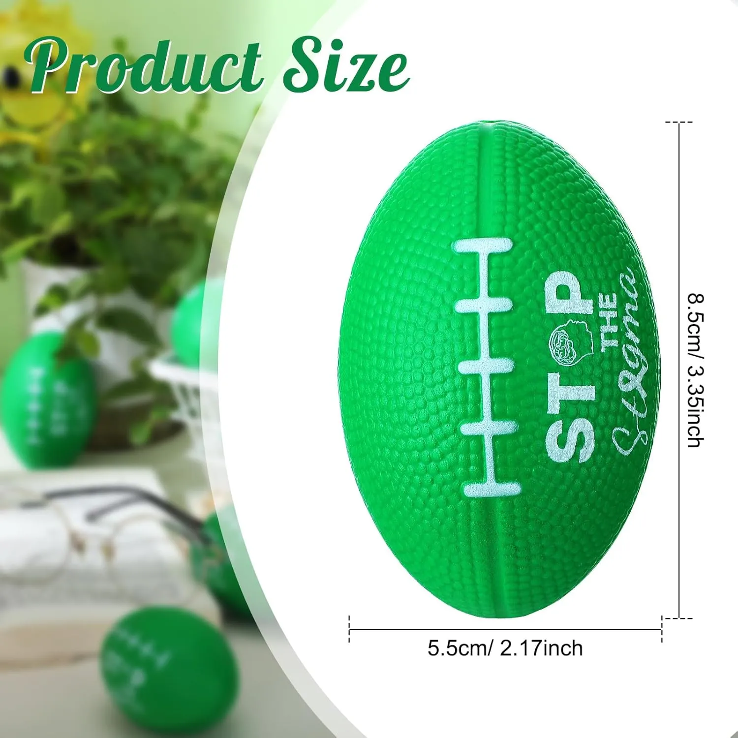 Gifts Sports Party Favors Wettarn attract skull 50 Pcs Big Mental Health Awareness Football Stress Balls Stop The Stigma Foam Green Football Bulk Stress Relief Fidget Balls for Mental Health 