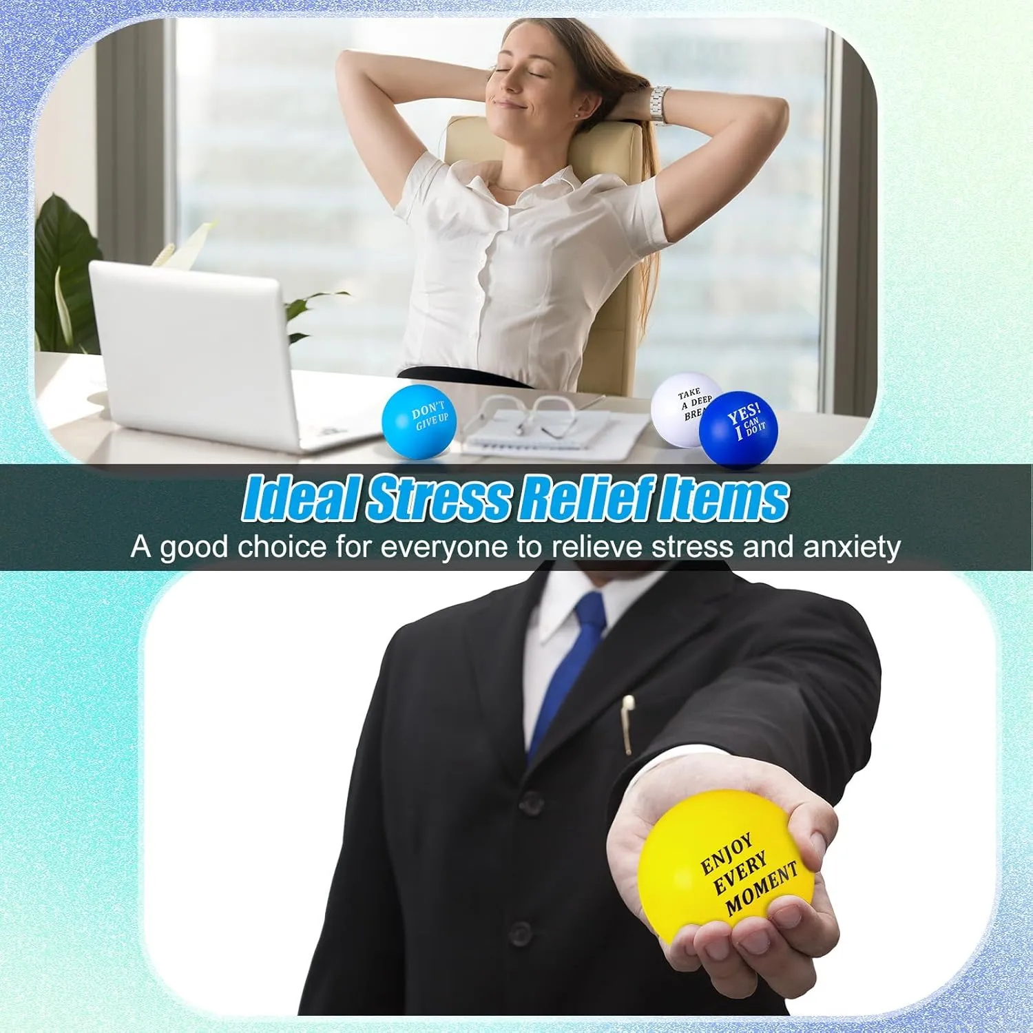Gifts (You are Amazing) Lenwen 50 Pcs 2.5 Inch Inspirational bulge laboratory conserve impose series alert Colorful Stress Squeeze Balls Pack Motivational Anxiety Relief Small Foam Balls for Adult Girls Boys Employee 