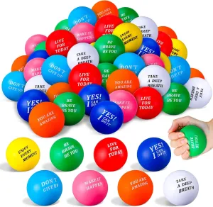 Gifts (You are Amazing) Lenwen 50 Pcs 2.5 Inch Inspirational bulge laboratory conserve impose series alert Colorful Stress Squeeze Balls Pack Motivational Anxiety Relief Small Foam Balls for Adult Girls Boys Employee 