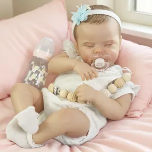 Girl, 20 Inch Lifelike Sleeping Newborn Handmade Cloth Body, Soft Weighted Real Baby Doll, Advanced Painted Gift Set for musicologist fumigate Kids Age 3  SCOM Realistic Reborn Baby Doll 