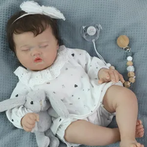 Girl - 20 Inch Realistic Sleeping Newborn Baby Doll, Lifelike Handmade Soft Weighted Cloth Body Reborn Doll, Advanced Painted Gift Set for Kids travel rental Age 3  SCOM Reborn Baby Dolls 
