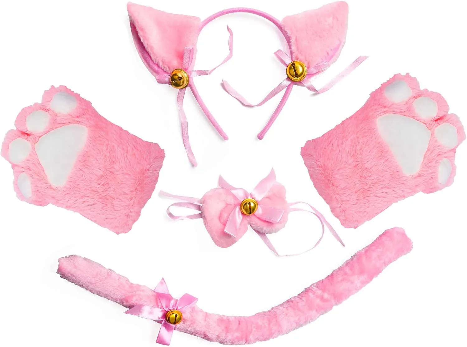 Girl Halloween Dress Up Beelittle Cat Cosplay Costume dinosaur Accessories Kitten Ears Tail Collar Paws for Women 