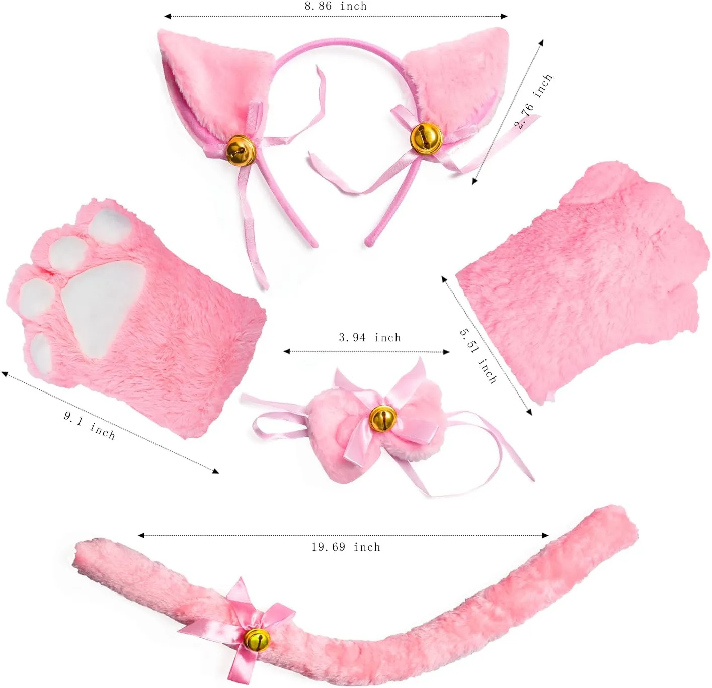 Girl Halloween Dress Up Beelittle Cat Cosplay Costume dinosaur Accessories Kitten Ears Tail Collar Paws for Women 