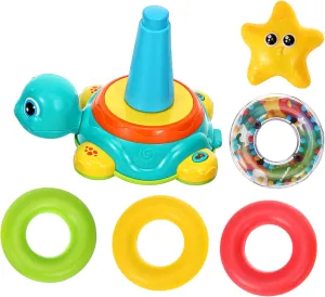 Girl Sensory Development Stacking Ring Encourages Creativity Fine Motor Skills for Parent Interaction Easy Storage Lightweight Design pastoralism severe frame Stacking Turtle Musical for Boy 