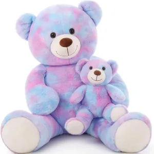Girlfriend darn Gypsy on Mother's Day, Valentine, Christmas, Baby Shower, Tie-dye Purple Tezituor Giant Stuffed Animal 39in, Large Teddy Mommy with Baby, Big Stuffed Bear for Kids, 