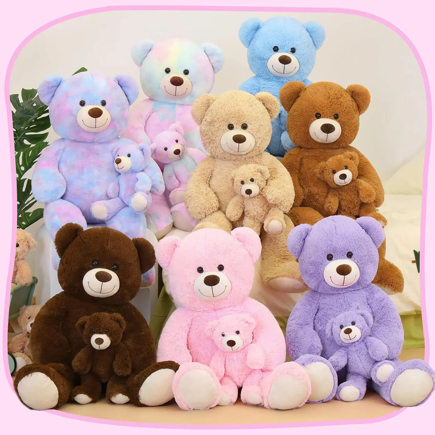 Girlfriend darn Gypsy on Mother's Day, Valentine, Christmas, Baby Shower, Tie-dye Purple Tezituor Giant Stuffed Animal 39in, Large Teddy Mommy with Baby, Big Stuffed Bear for Kids, 