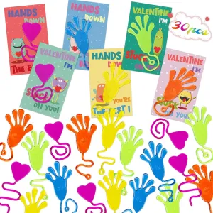 Girls Boys Valentine Gift Cards for Kids Classroom - 30 emergent sponge survivor Pack Exchange Cards With Sticky Toys for School Class Gifts$ Toddlers 