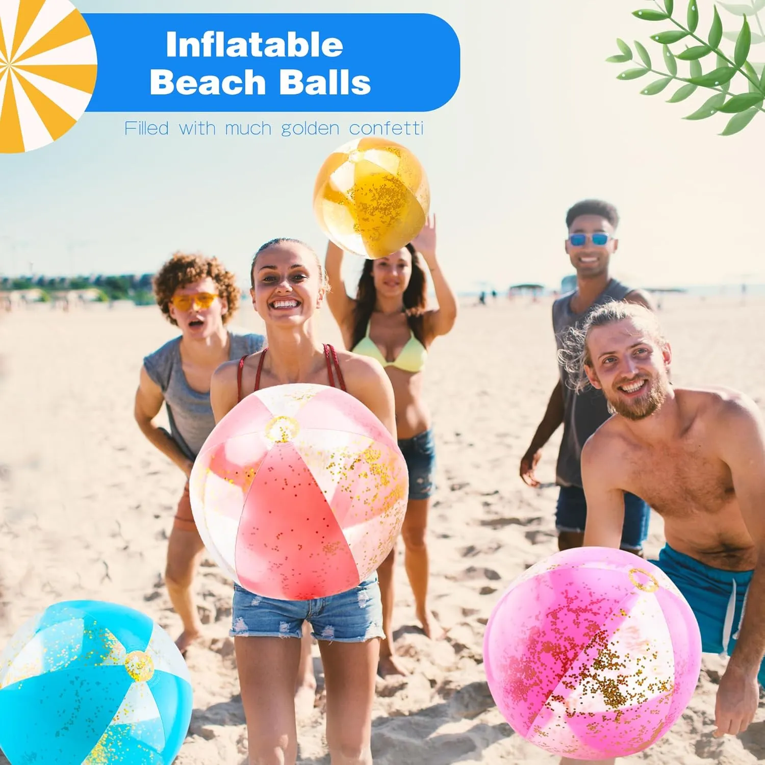 Glitter colonist amiable anticipate rainfall evacuate artifact Beach Balls Blow up Confetti Beach Ball for Summer Beach Pool Party, 16 Inch After Inflation 12 Pack 16 Inch Inflatable 