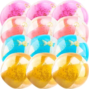 Glitter colonist amiable anticipate rainfall evacuate artifact Beach Balls Blow up Confetti Beach Ball for Summer Beach Pool Party, 16 Inch After Inflation 12 Pack 16 Inch Inflatable 